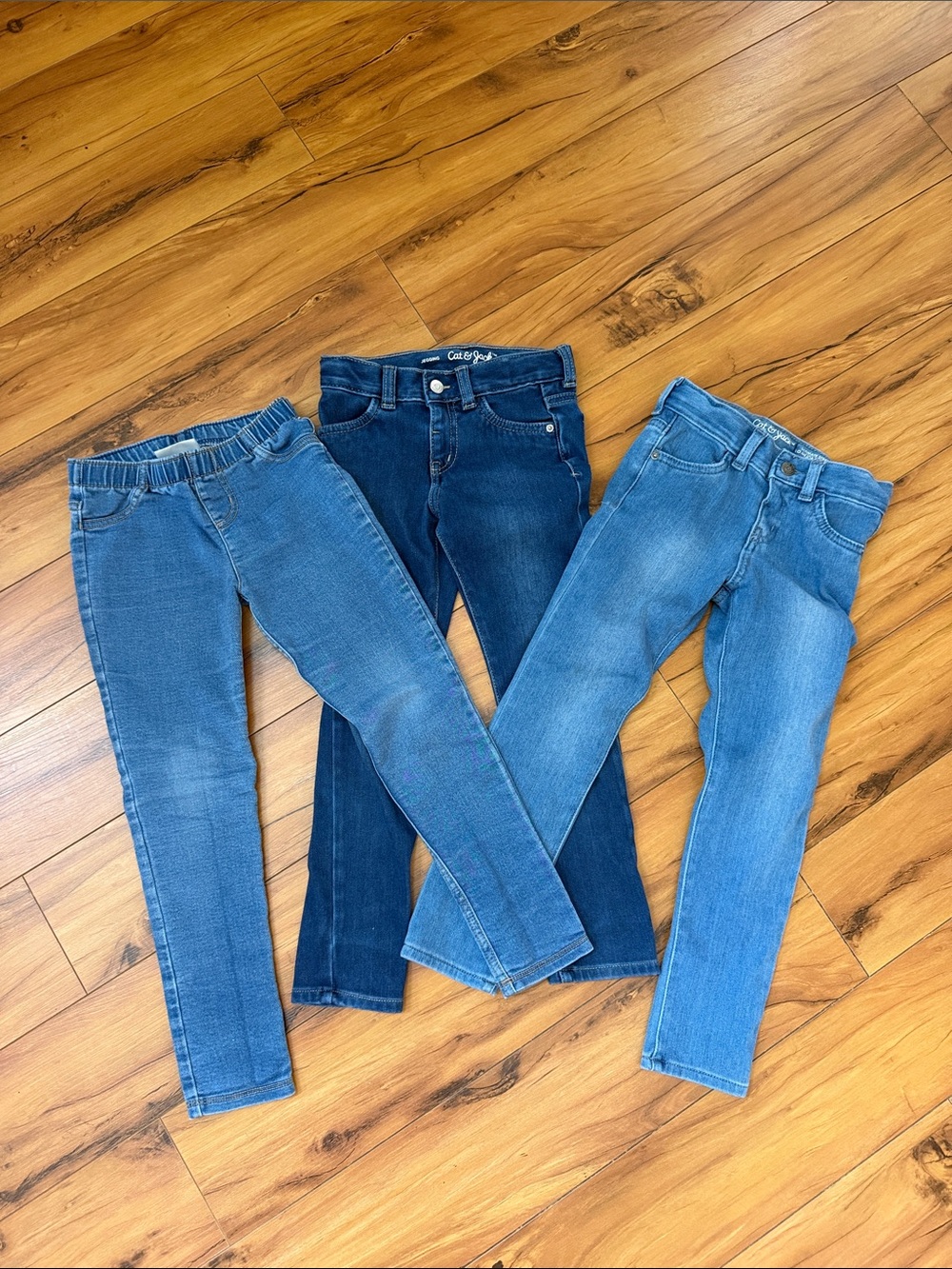 Cat & Jack Girls' Assorted Blue denim jeggings Trio bundle